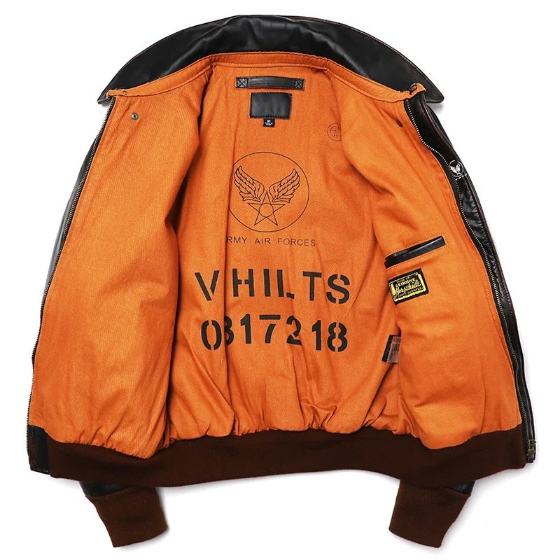 Flight jacket A2 Air Force Patch forro naranja - Imagen 3