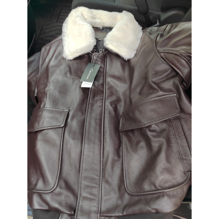 Flight jacket B3 con cuello de piel Marrón photo review
