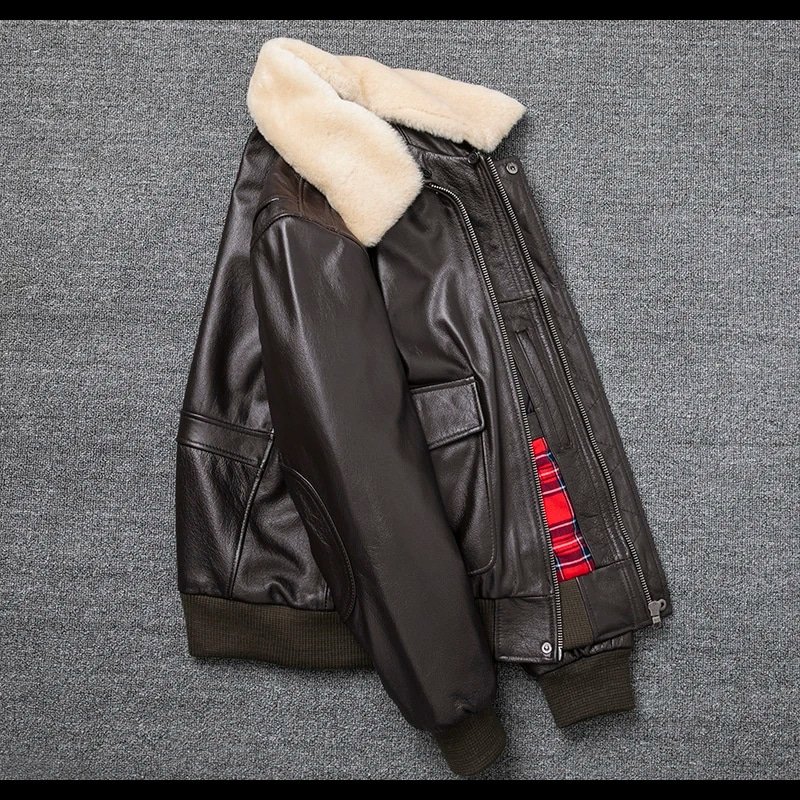 Flight jacket B3 with fur collar Brown