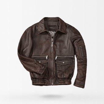 Chaqueta de aviador vintage de cuero marrón