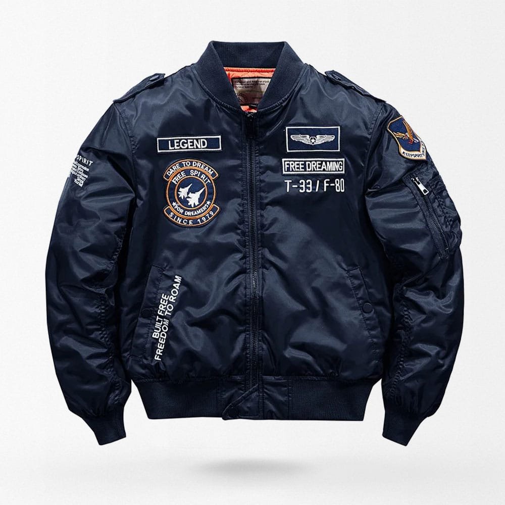 Cazadora MA-1 con parches azul marino