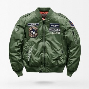 Chaqueta de vuelo MA-1 verde oliva con parches
