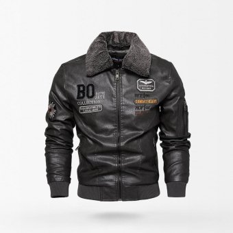 Chaqueta bomber de cuero entallada para hombre
