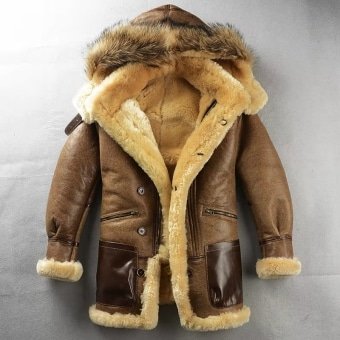 Abrigo estilo militar de piel de oveja para hombre