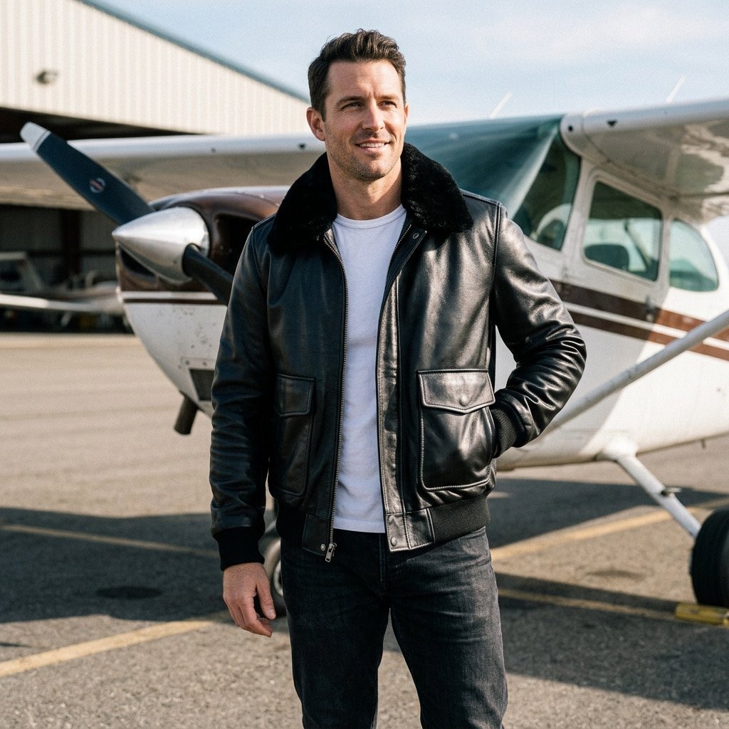Flight jacket B3 with fur collar Black