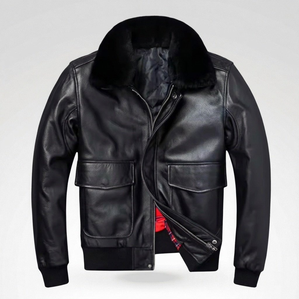 Cazadora bomber B3 con cuello de piel Negro