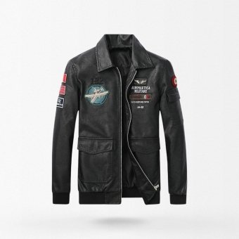 Chaqueta aviador de cuero con bordados indios