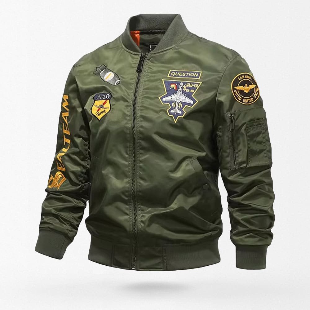 Chaqueta de vuelo MA-1 con parches bordados de la Fuerza Aérea y Marines