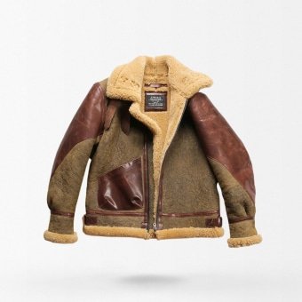 Chaqueta bomber militar B3 de cuero con forro de piel para hombre