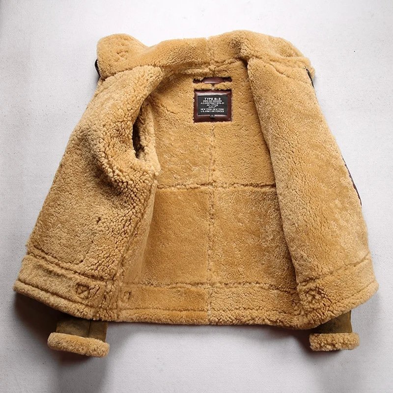 Chaqueta bomber militar B3 de cuero con forro de piel para hombre - Imagen 2