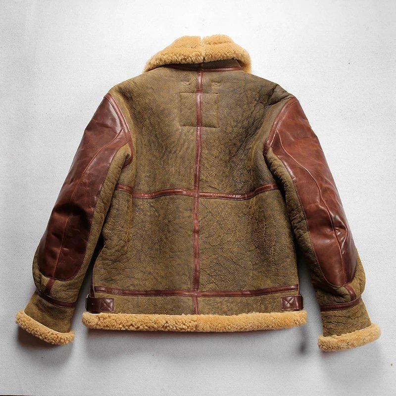 Chaqueta bomber militar B3 de cuero con forro de piel para hombre - Imagen 4