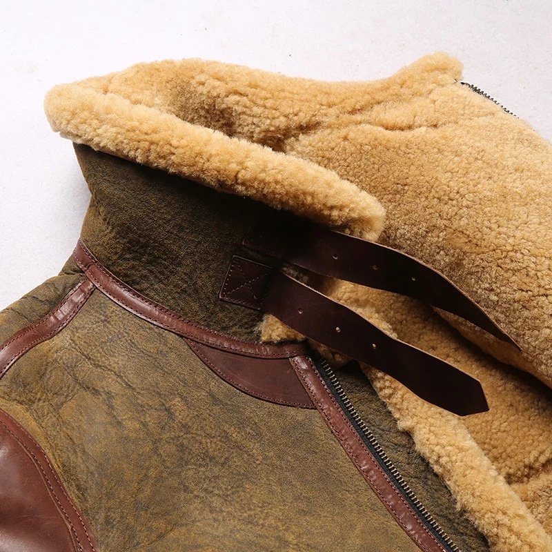 Chaqueta bomber militar B3 de cuero con forro de piel para hombre - Imagen 5