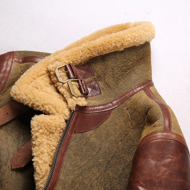 Chaqueta bomber militar B3 de cuero con forro de piel para hombre - Imagen 6