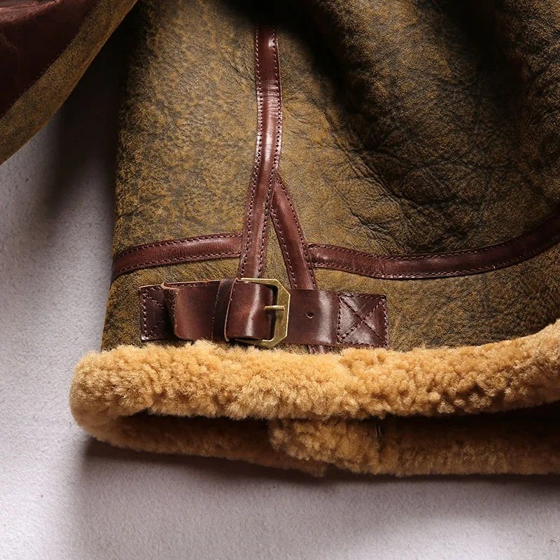 Chaqueta bomber militar B3 de cuero con forro de piel para hombre - Imagen 8