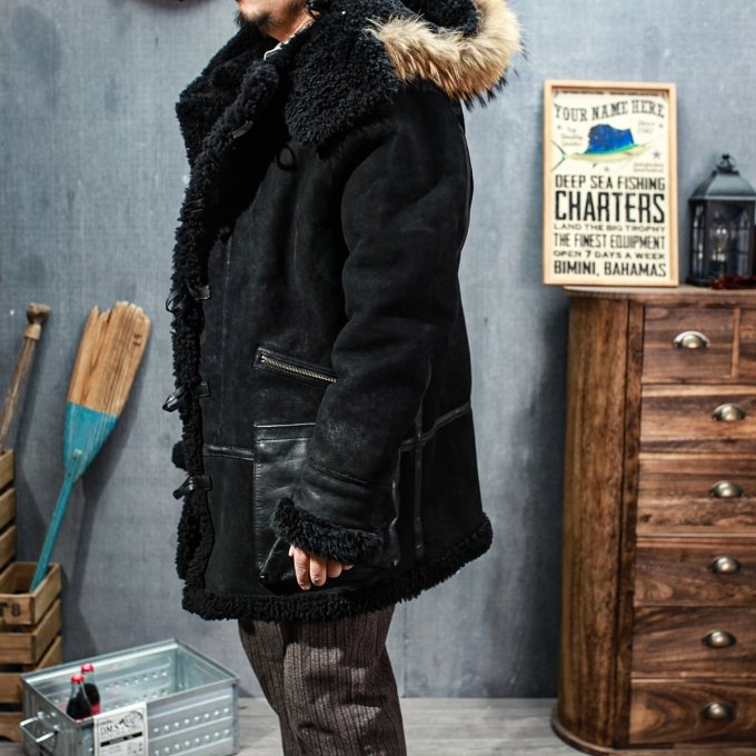 Chaqueta bomber B-7 de borrego para hombre - Imagen 2