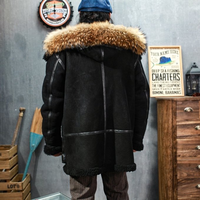 Chaqueta bomber B-7 de borrego para hombre - Imagen 3