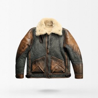 Chaqueta bomber retro de cuero D3 para hombre