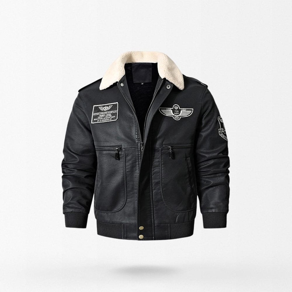 Chaqueta bomber de cuero vintage para hombre