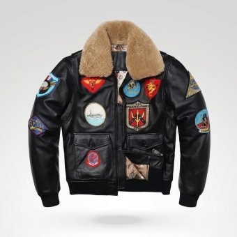 Chaqueta de Cuero de Vuelo G-1 Top Gun Negra