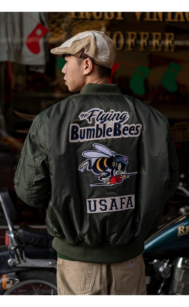 Chaqueta bomber militar de vuelo USAFA WWII para hombre - Imagen 7