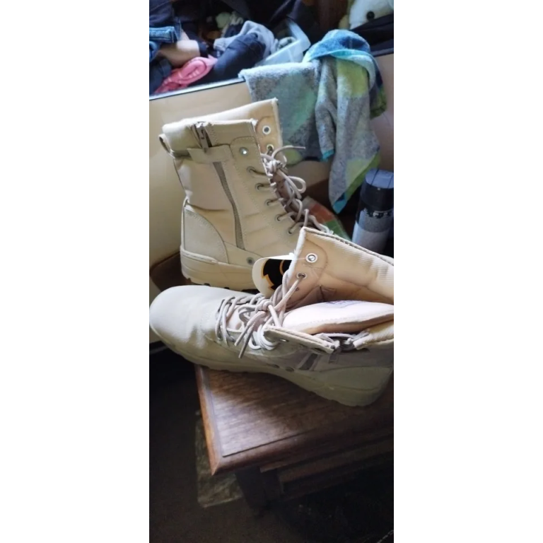 Botas tácticas ligeras con cremallera color beige desierto photo review