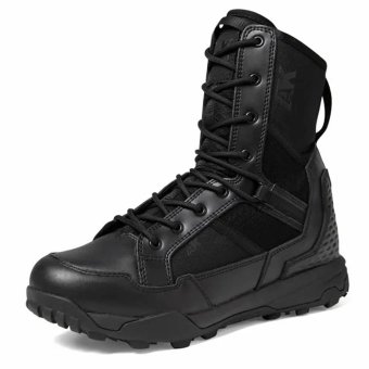 Botas de combate negras con cordones y malla