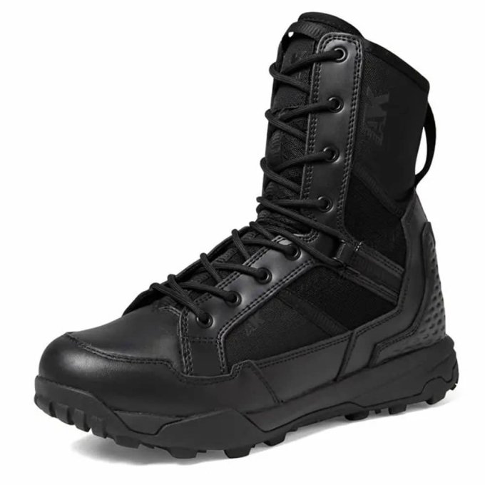 Botas de combate negras con cordones y malla