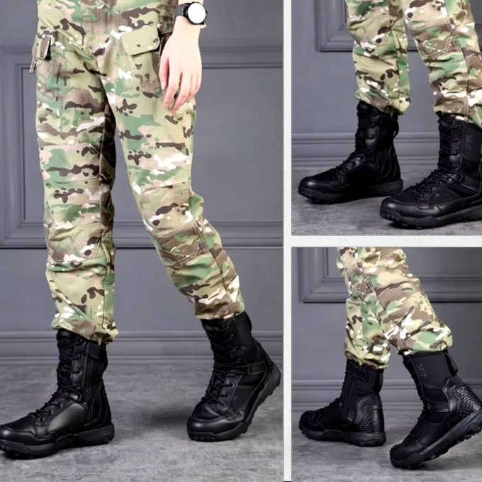 Botas de combate negras con cordones y malla - Imagen 2