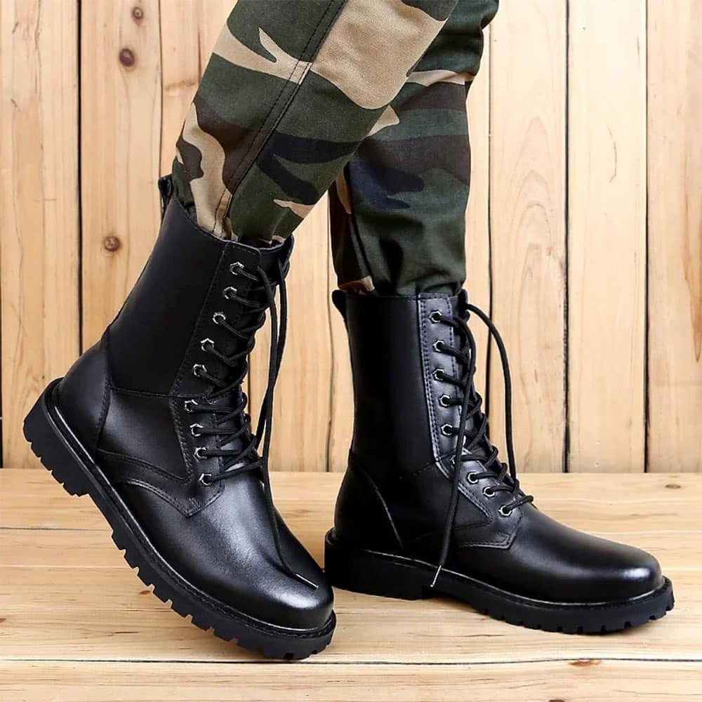 Botas de combate tácticas de cuero negro - Imagen 5