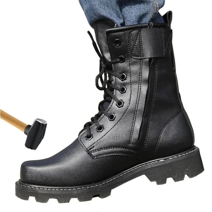 Botas tácticas de cuero negro con puntera de acero - Imagen 2