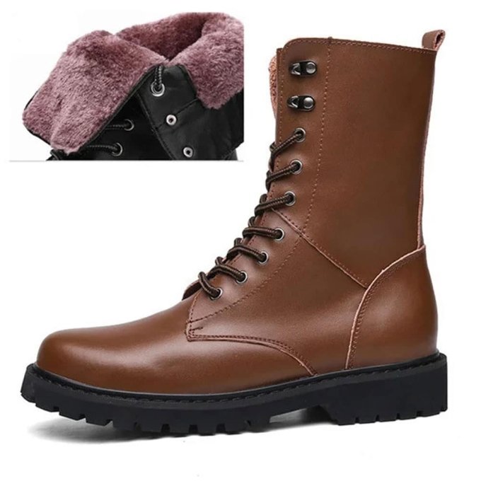 Botas de combate de cuero marrón - Imagen 4