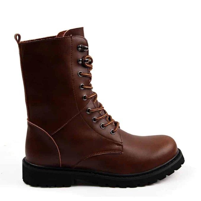 Botas de combate de cuero marrón - Imagen 5
