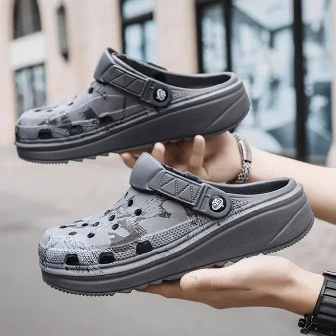 Crocs tácticos camuflaje gris
