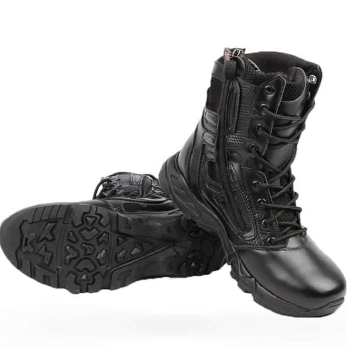Botas tácticas de cuero con cordones y cremallera - Imagen 6