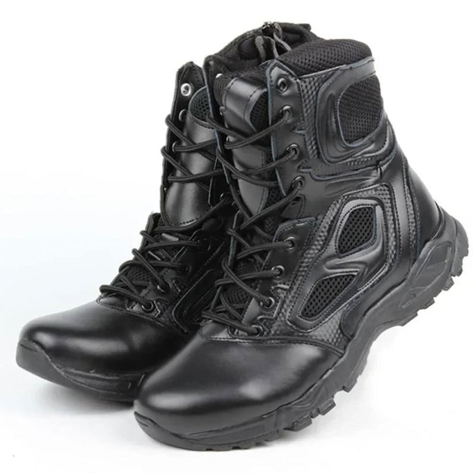 Botas tácticas de cuero con cordones y cremallera - Imagen 2