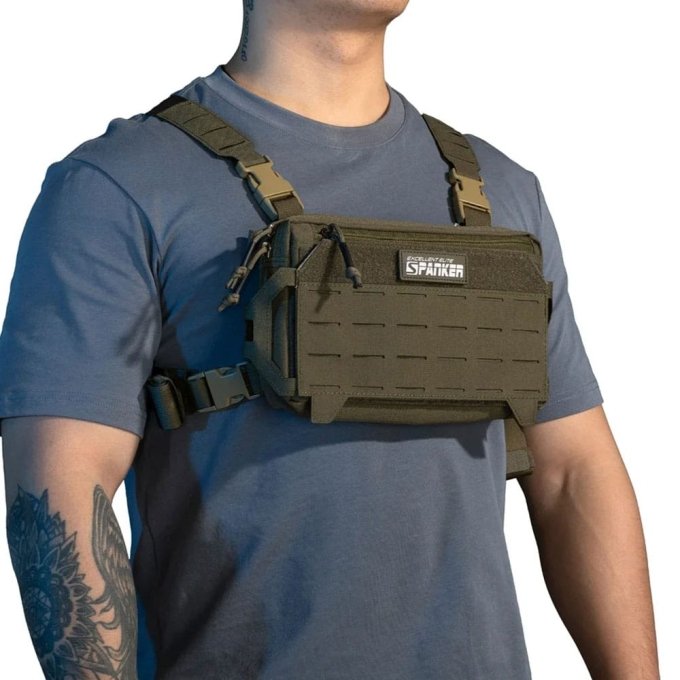 Bolsa táctica de pecho MOLLE con corte láser - Imagen 2