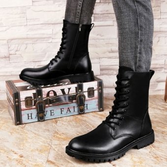 Botas tácticas de cuero con cremallera
