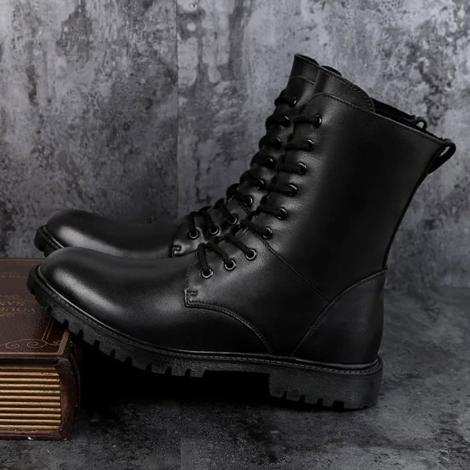 Botas tácticas de cuero con cremallera - Imagen 4