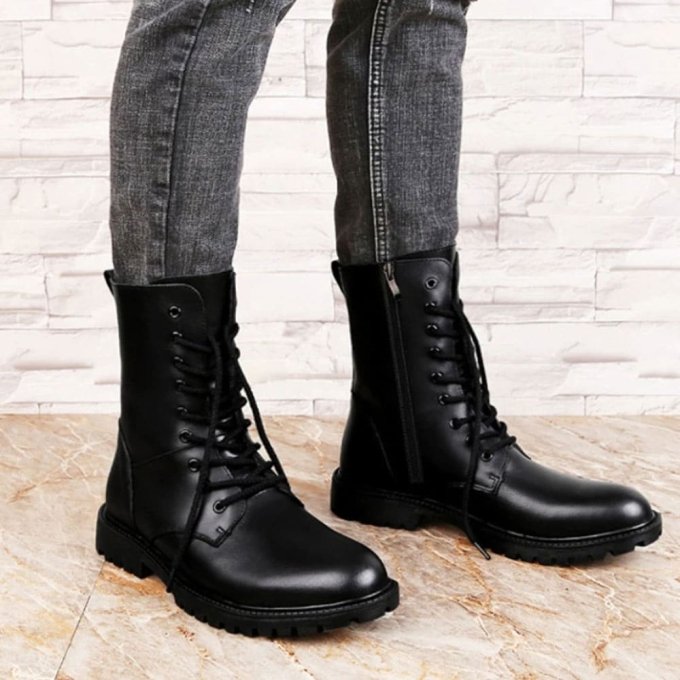 Botas tácticas de cuero con cremallera - Imagen 2