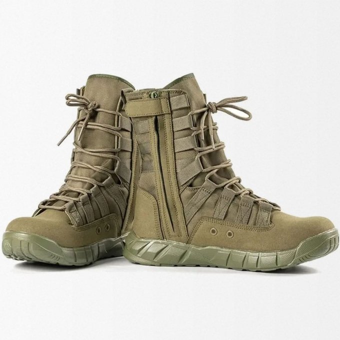 Botas de entrenamiento ligeras de ante sintético verde militar - Imagen 3