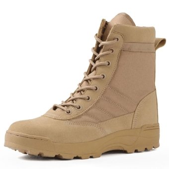 Botas tácticas ligeras con cremallera color beige desierto