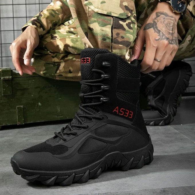 Botas tácticas de combate ligeras para clima frío negras - Imagen 5