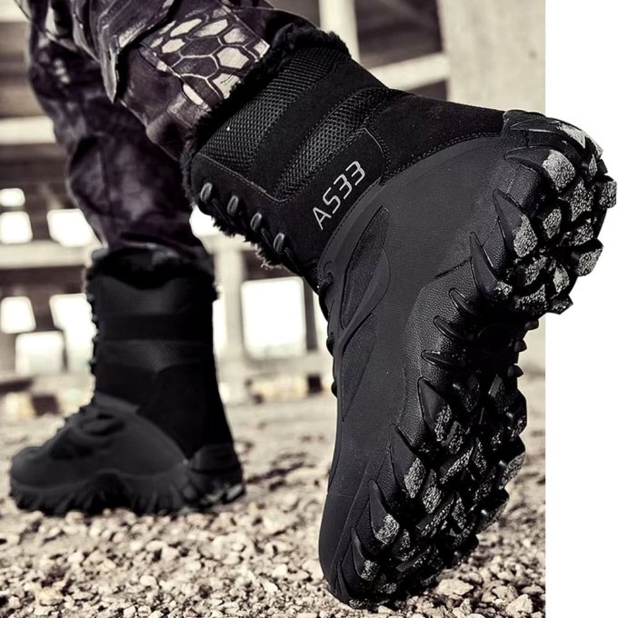 Botas tácticas de combate ligeras para clima frío negras - Imagen 4