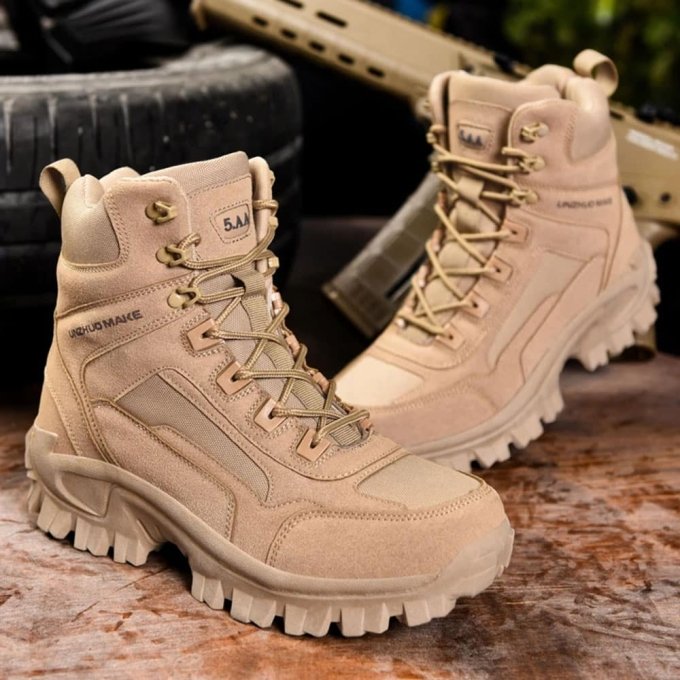 Botas tácticas de media caña para senderismo color arena desierto “Huile” - Imagen 2