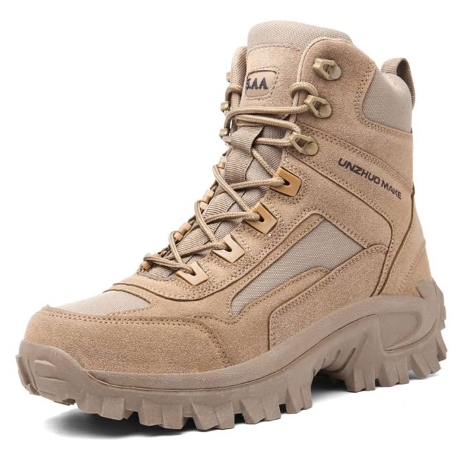 Botas tácticas de media caña para senderismo color arena desierto “Huile”