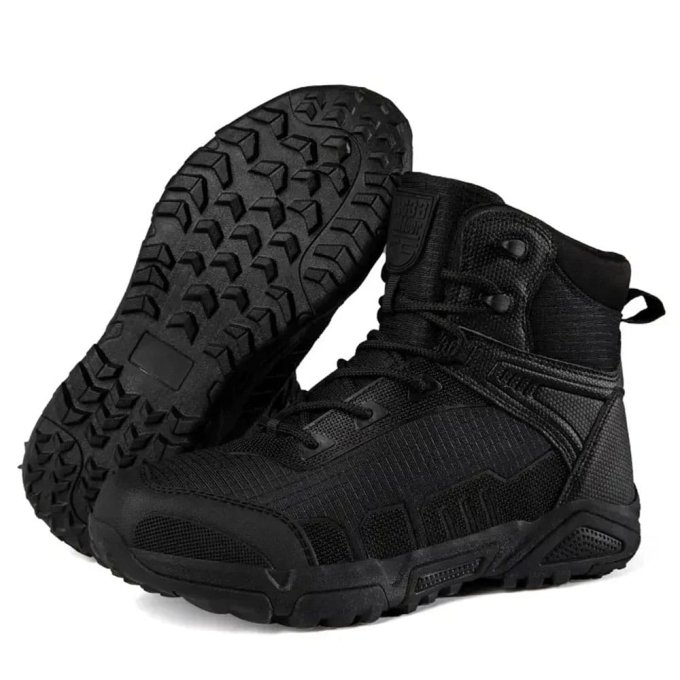 Botas tácticas de senderismo de media caña negras - Imagen 2