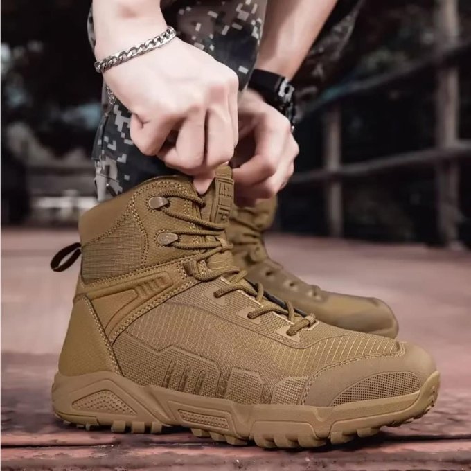 Botas tácticas de senderismo de media caña color coyote - Imagen 4