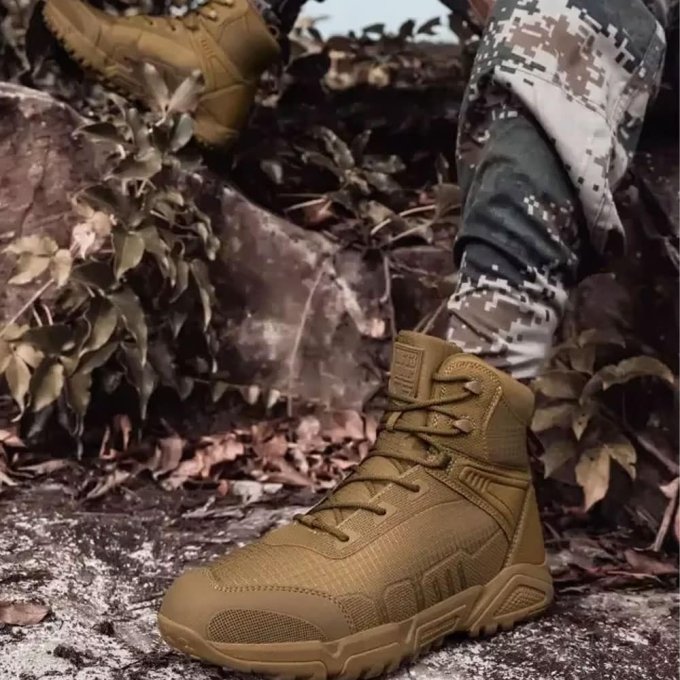Botas tácticas de senderismo de media caña color coyote - Imagen 6