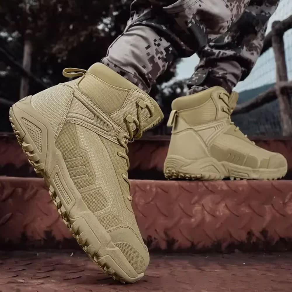 Botas tácticas de senderismo media caña arena desierto - Imagen 4