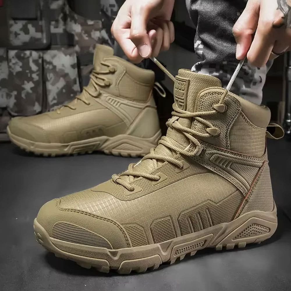 Botas tácticas de senderismo media caña arena desierto - Imagen 2